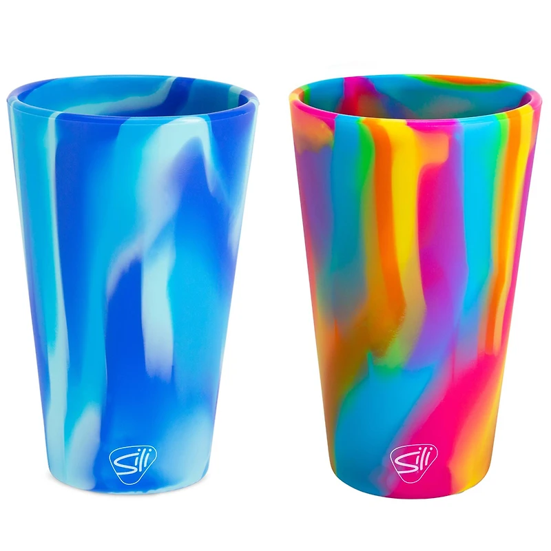 Silipint® 16oz. Hippie Hops & Arctic Sky Silicone Pint Glasses, 2ct.