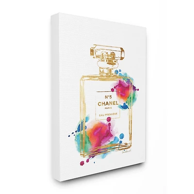 Stupell Industries Fashion Perfume Gold Rainbow Canvas Wall Art