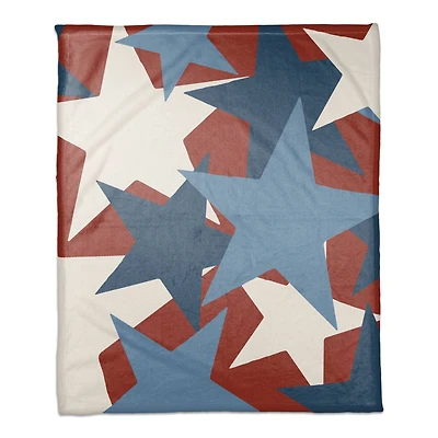 Red, White & Blue Star Pattern Coral Fleece Blanket