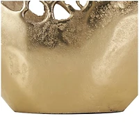 20.75" Gold Aluminum Rounded Vase with Freeform Open Lattice Work