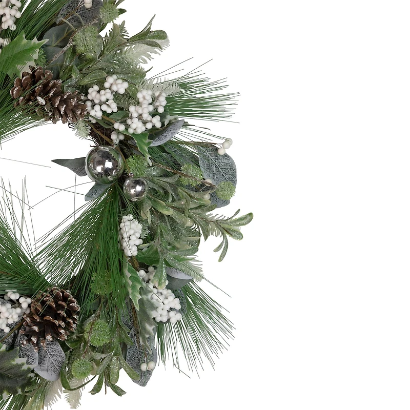 24" Mixed Foliage & Berries Artificial Christmas Wreath