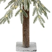 4ft. Pre-Lit Alpine Flocked Artificial Christmas Tree, Clear LED Lights