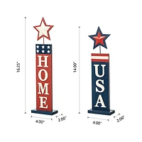 Glitzhome® Americana Firecracker Table Sign Set