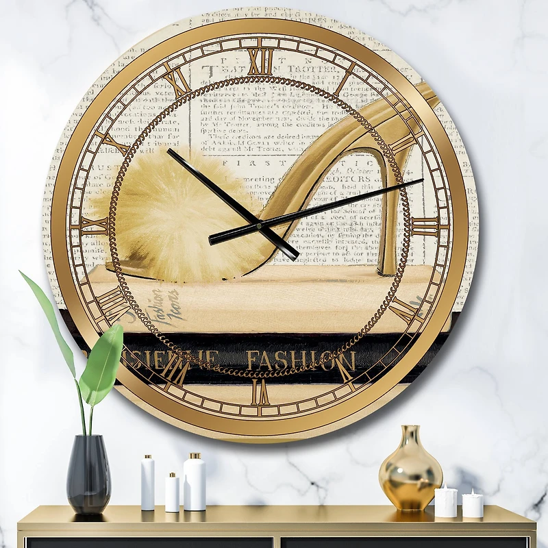 Designart 'Gold Fashion High Hells Ii Glam Wall Clock