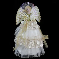 16" White & Gold Lighted Angel Christmas Tree Topper
