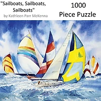 Hart Puzzles Sailboats, Sailboats, Sailboats by Kathleen Parr McKenna 1,000 Piece Jigsaw Puzzle