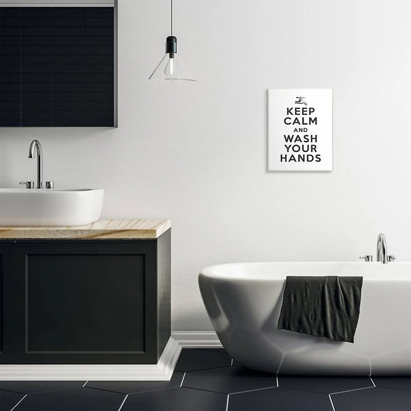 Stupell Industries Keep Calm & Wash Your Hands Phrase Bathroom Wall Art