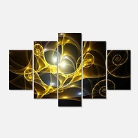 Designart - Golden Curly Spiral on Black - Contemporary Wall Art Canvas