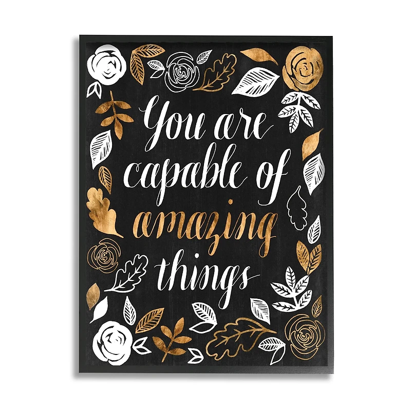 Stupell Industries Capable of Amazing Things Encouragement Autumn Floral in Frame Wall Art