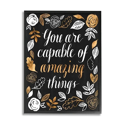 Stupell Industries Capable of Amazing Things Encouragement Autumn Floral in Frame Wall Art