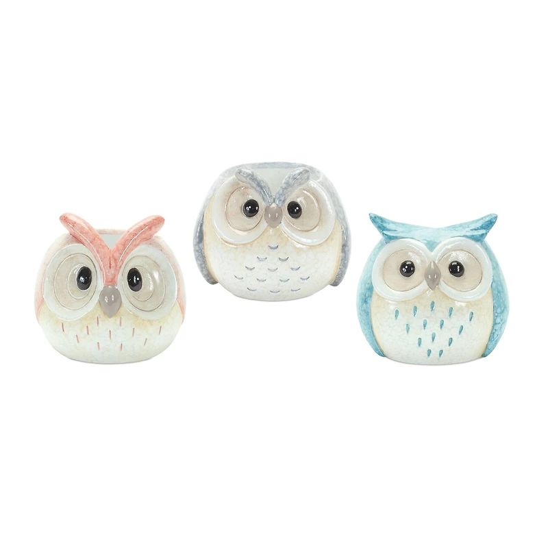 Terracotta Owl Figurine Set, 3ct.