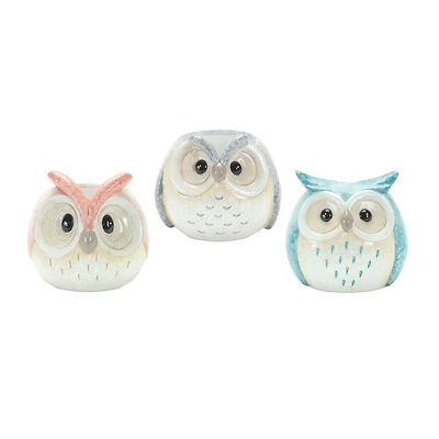 Terracotta Owl Figurine Set, 3ct.