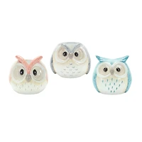 Terracotta Owl Figurine Set, 3ct.