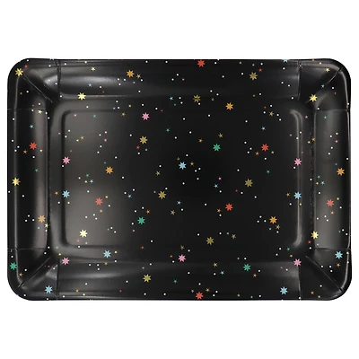 9" x 13" Multicolor Stars on Black Paper Serving Trays, 2ct. by Celebrate It™