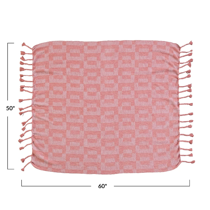 Hello Honey® Pink Geometric Throw Blanket with Braided Fringe