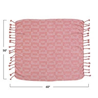 Hello Honey® Pink Geometric Throw Blanket with Braided Fringe