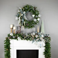 2ct. Pastel Green Icy Snowflakes Glass Onion Ornaments