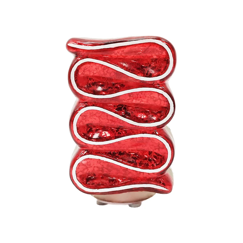 5.25" Red & White Candy Twist Glass LED Tabletop Décor by Ashland®