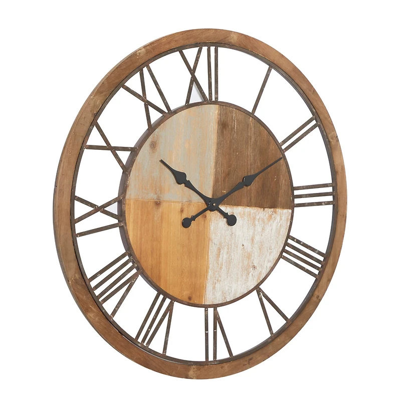 Brown Farmhouse Wood Wall Clock, 36" x 36"