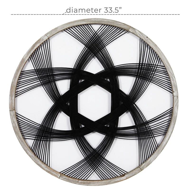 The Novogratz Black Wood Modern Wall Decor, 34" x 34" x 1"