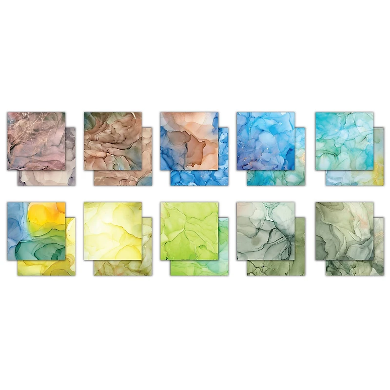 Craft Consortium Ink Drops Earth Double-Sided Paper Pad, 12" x 12"