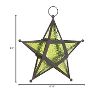 9.5'' Green Glass Star Lantern