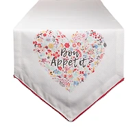 Bon Apetit Sleur Heart Print Table Runner 14" x 72"