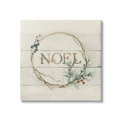 Stupell Industries Noel Holiday Botanical Wreath Canvas Wall Art