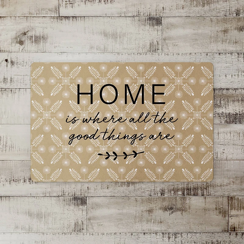 Gold Home is Where the Good Things Are Floor Mat, 18" x 27"