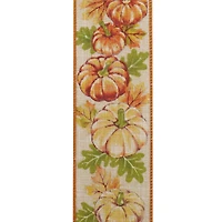 Reliant 2.5" x 10yd. Faux Linen Wired Sparkle Pumpkin Highlights Ribbon