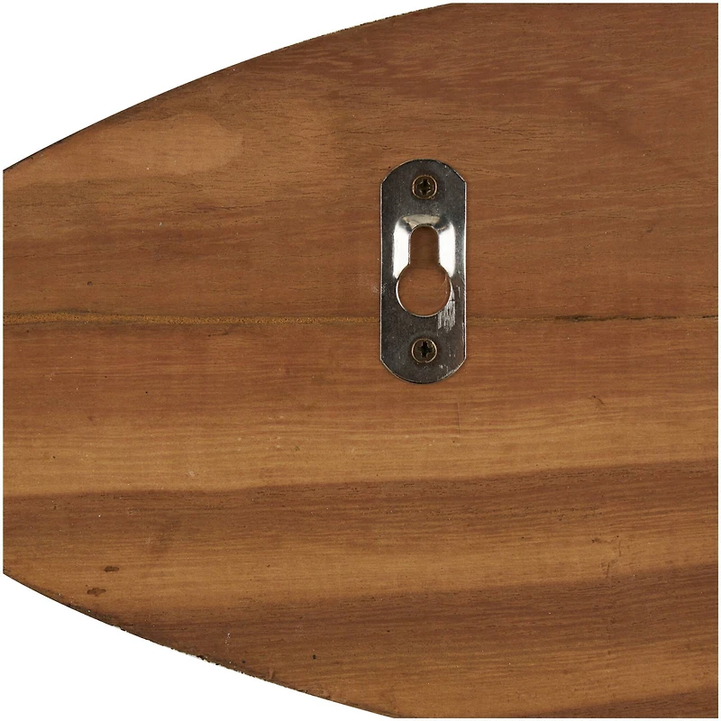 22.5" x 7" Brown Wood Handmade Distressed Fish Shaped 3 Hanger Wall Hook with Metal Accents