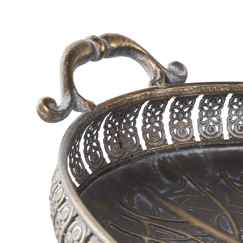 Brass Tree Patterned Tray Set