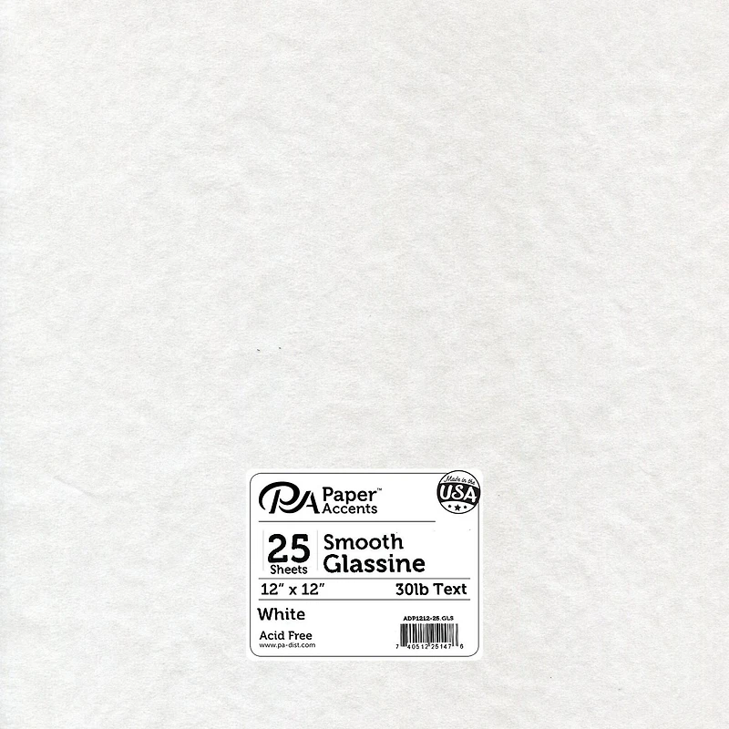 PA Paper™ Accents White 12" x 12" Glassine Paper, 25 Sheets