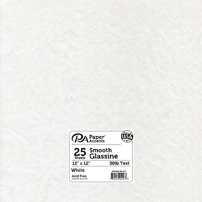 PA Paper™ Accents White 12" x 12" Glassine Paper, 25 Sheets