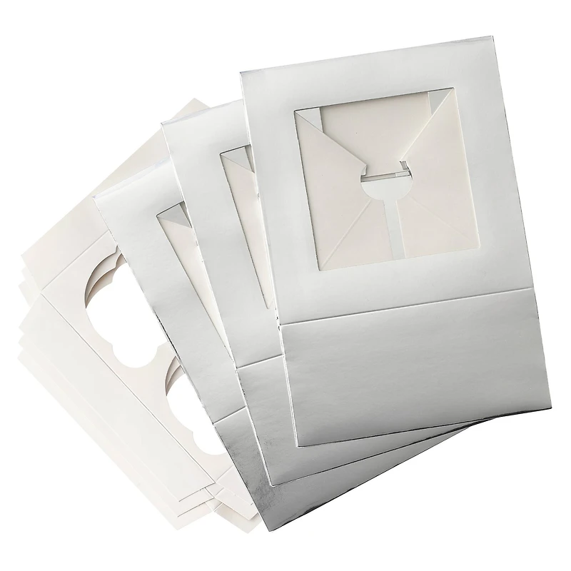 6 Packs: 3 ct. (18 total) Silver & White Cupcake Boxes by Celebrate It®