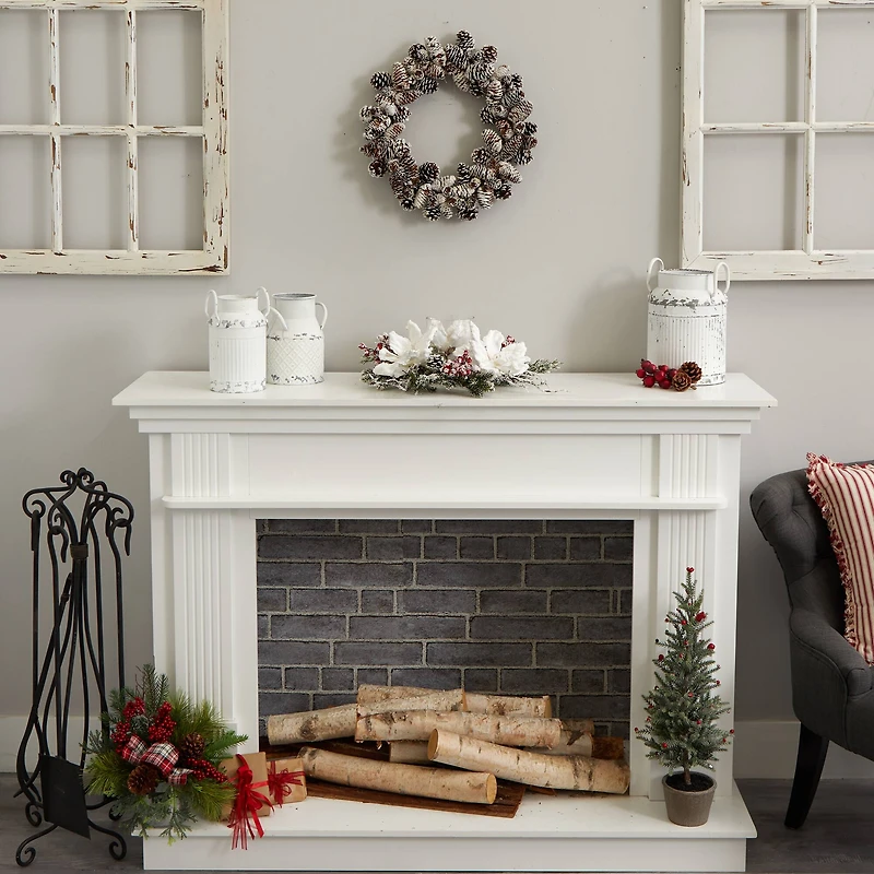 17" Snowy Pinecone Wreath