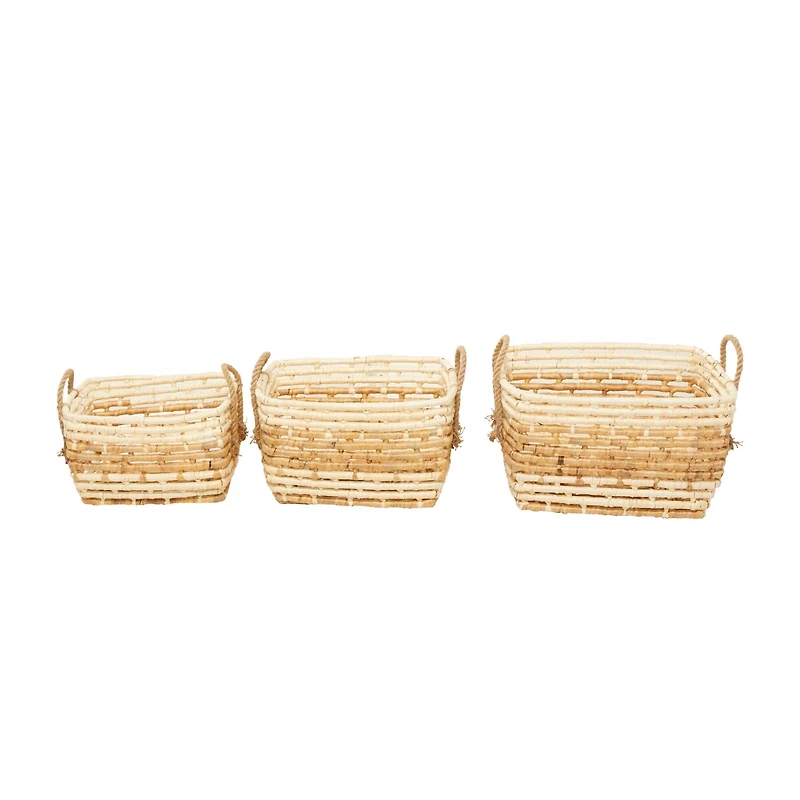 Rectangle Brown Contemporary Sea Grass Storage Basket Set