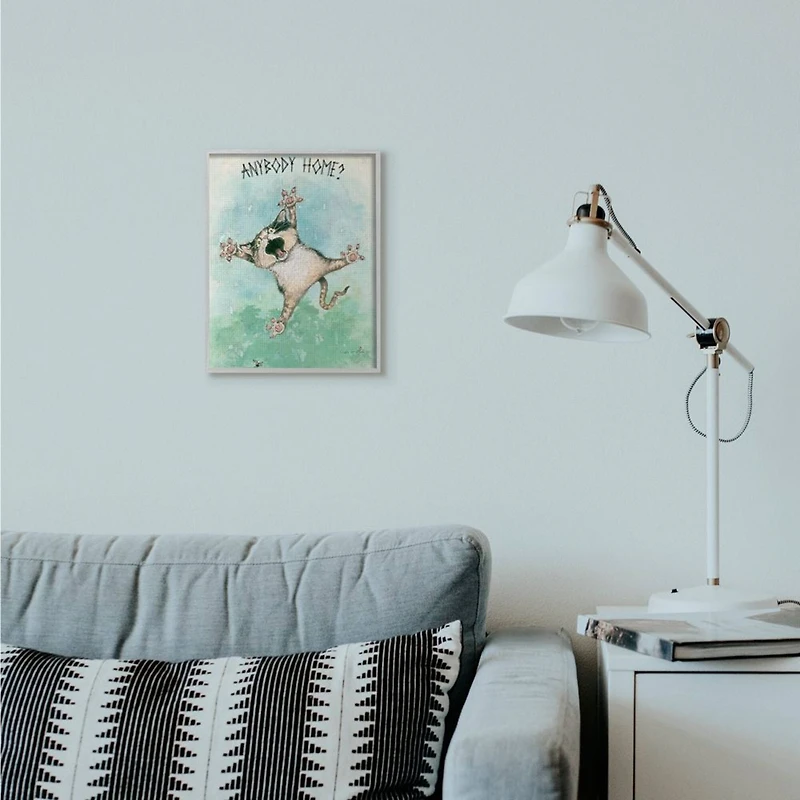 Stupell Industries Anybody Home Funny Cat Cartoon Pet Design Framed Wall Art