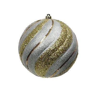9.75" Silver & Gold Glitter Twist Shatterproof Ball Ornament by Ashland®