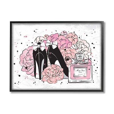 Stupell Industries Glam Pink Peonies & Heels Framed Wall Art