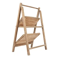Hello Honey® 3ft. 2-Tier Natural Wood Folding Storage Stand
