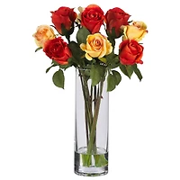 16" Long-Stemmed Roses Arrangement with Glass Vase