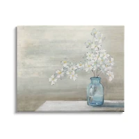 Stupell Industries Classic Dogwood White Florals Blue Jar Country Flowers Canvas Wall Art