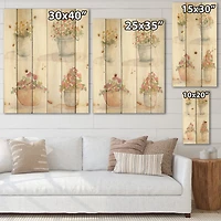 Designart - Four Outdoor Flower Pots - Traditional Print on Natural Pine Wood