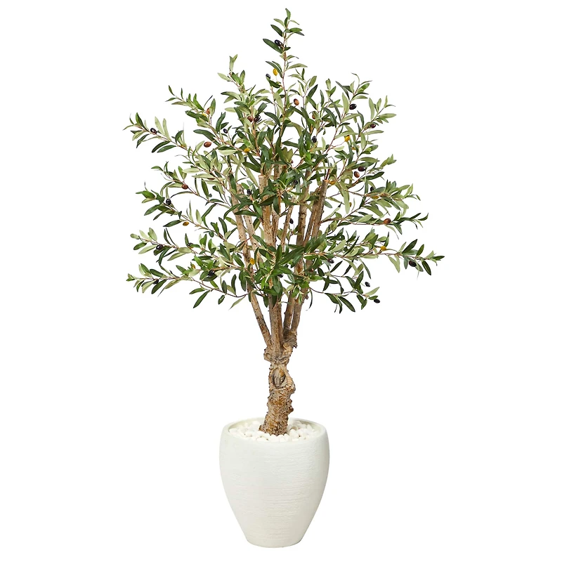 4.5ft. Olive Artificial Tree in White Planter