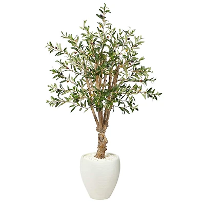 4.5ft. Olive Artificial Tree in White Planter