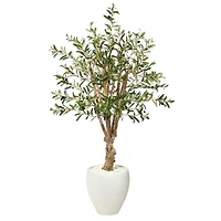 4.5ft. Olive Artificial Tree in White Planter