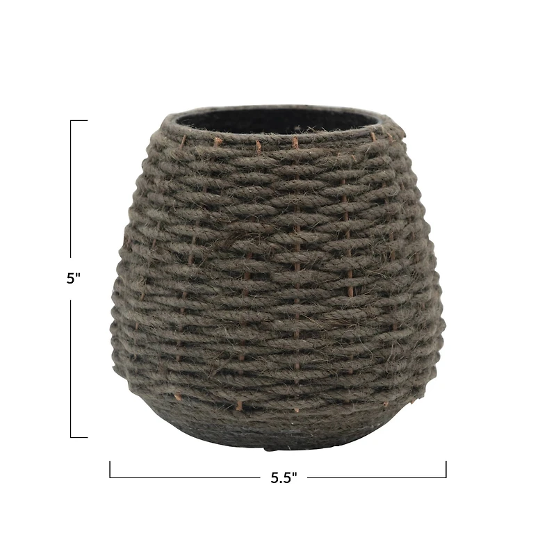 Hello Honey® 5.5" Hand-Woven Jute & Glass Votive Candle Holder