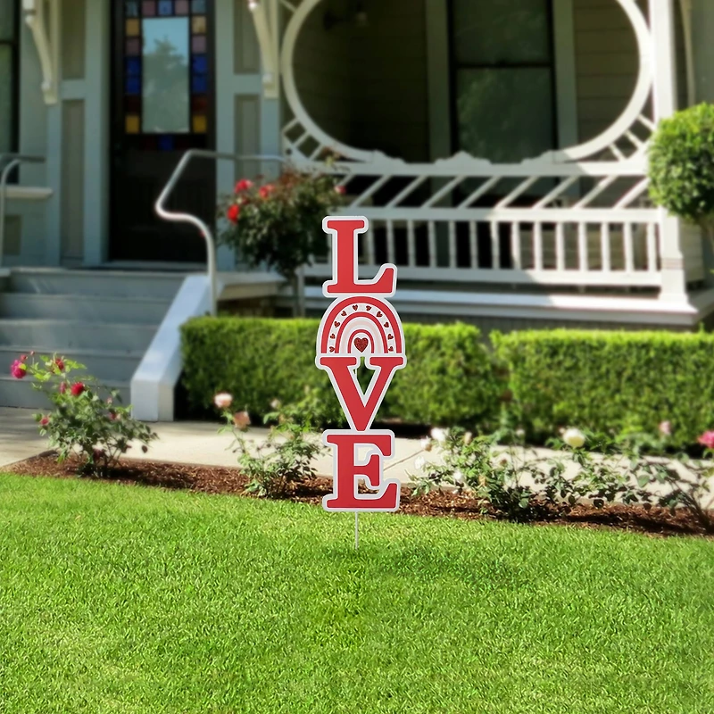 Glitzhome® 36" Valentine's Metal Rainbow "LOVE" Yard Stake