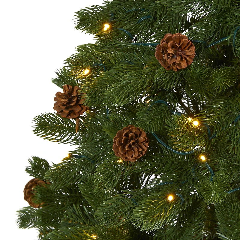 6ft. Pre-Lit Rocky Mountain Spruce & Pinecone Artificial Christmas Tree, Clear LED Lights